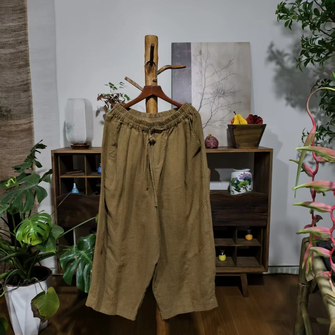 【大梅子推荐】设计款亚麻系带休闲裤MQ7113