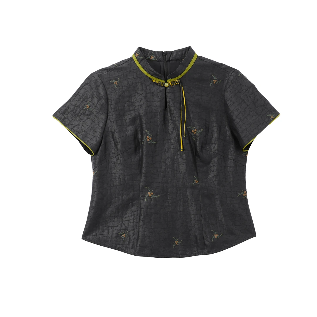 沁妍-QS250163桑蚕丝新中式香云纱复古时尚百搭中国风外套上衣女