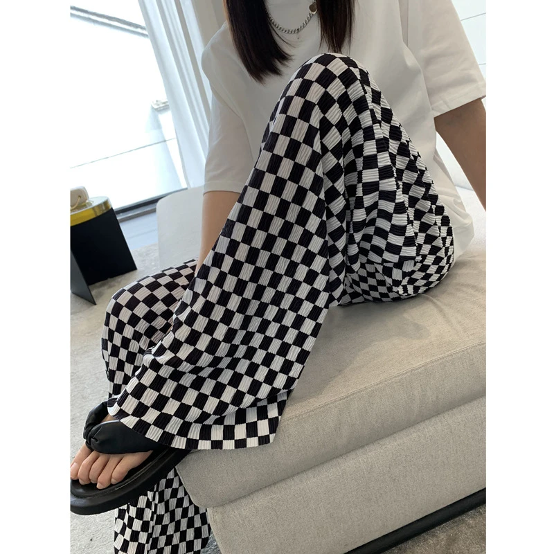 08402X  夏款  孕妇裤黑白棋盘格子 直筒长裤