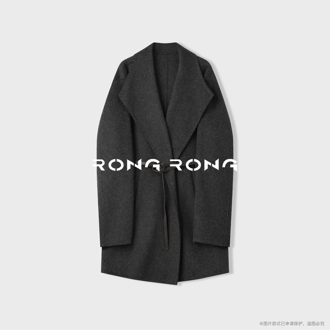 溶溶【暮云秋影】RONGRONG 绵羊毛山羊绒莱赛尔收腰双面呢大衣5036