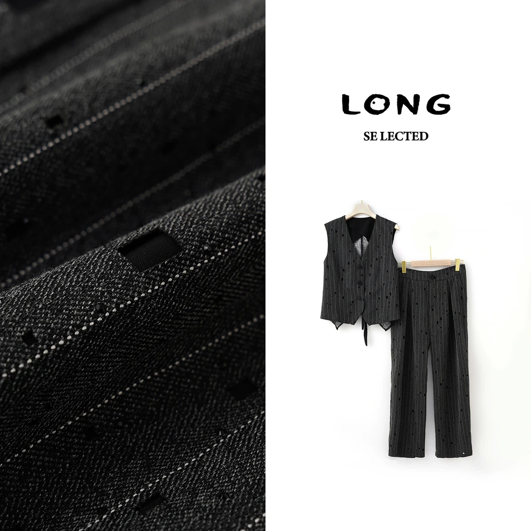 Q3054【特价-占单者限购】优质条纹材质独特设计时尚套装88055