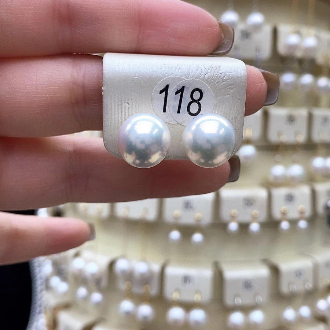 银S925镶嵌淡水珍珠耳饰