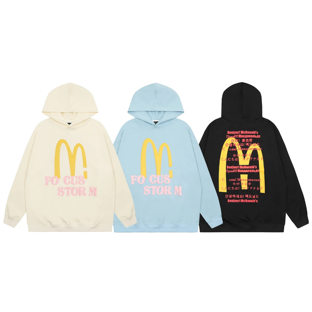 趣味潮流麦门复古字母印花连帽卫衣宽松潮流情侣秋冬休闲百搭外套