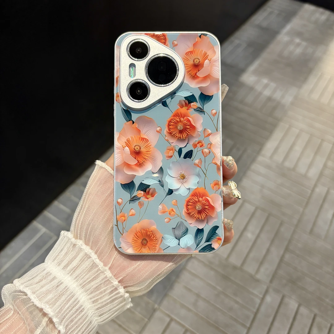 苹果/华为/oppo/vivo/小米复古立体花朵适用pura70玻璃防摔手机壳