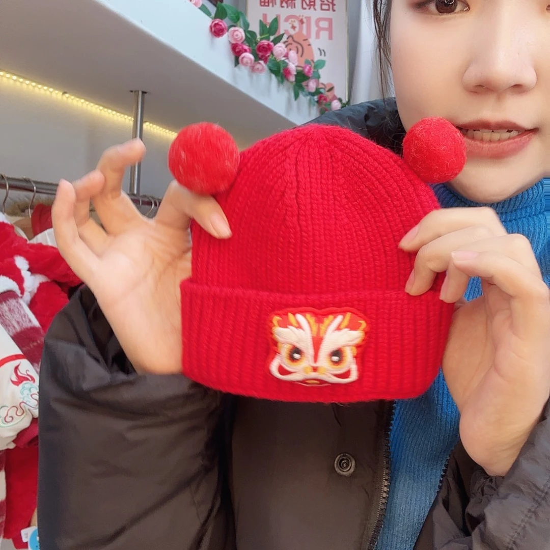 龙帽子新年帽子红色帽子