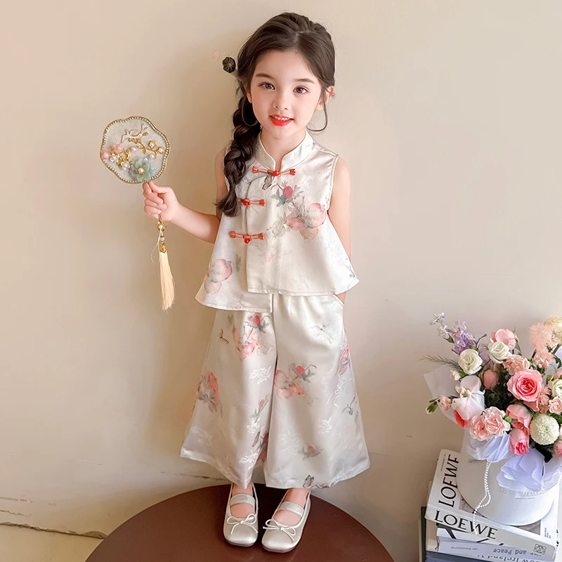 女童夏款新中式古风汉服套装中小童夏季洋气时髦国风夏装两件套潮