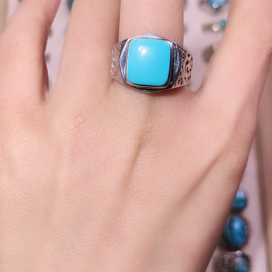 用***0绿松石银S925镶嵌颈饰