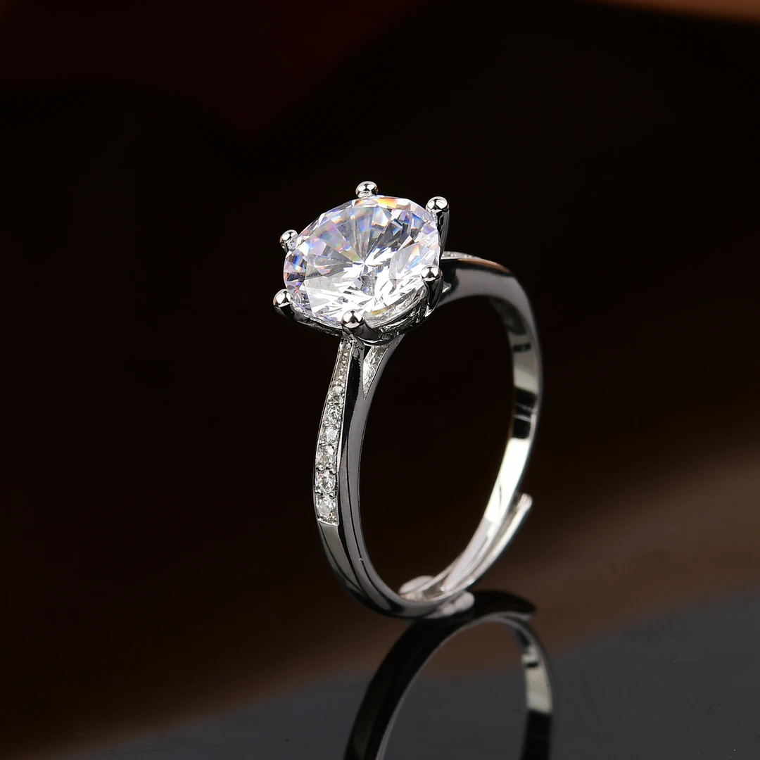 [南非甄选】 NFZX 高端定制 LC-017  镶边白色六爪戒指  2