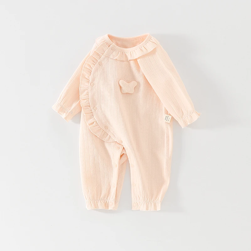 花边8字万孔透气兔子 婴儿衣服春夏男女宝宝长袖闭哈纯棉哈衣爬服