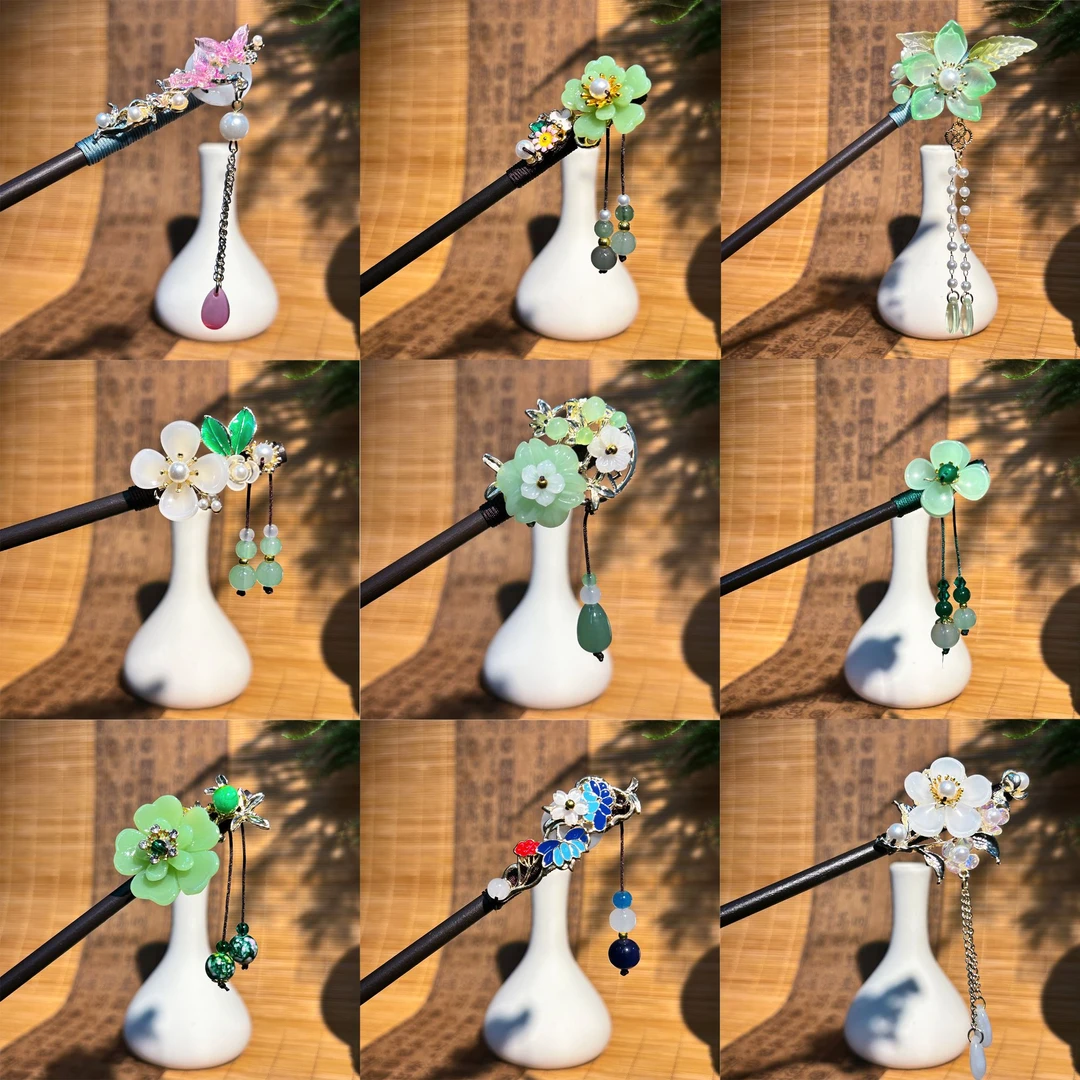 气质发簪新中式木质发簪饰品流苏款简约款