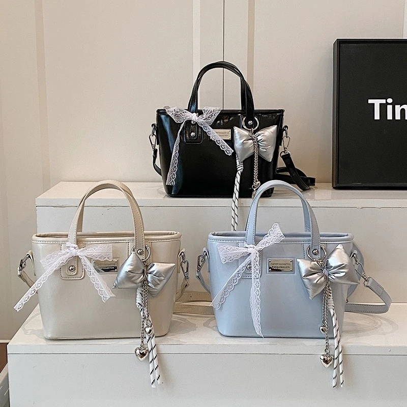 法式手提包单肩水桶包纯色斜挎包百搭小众网红风