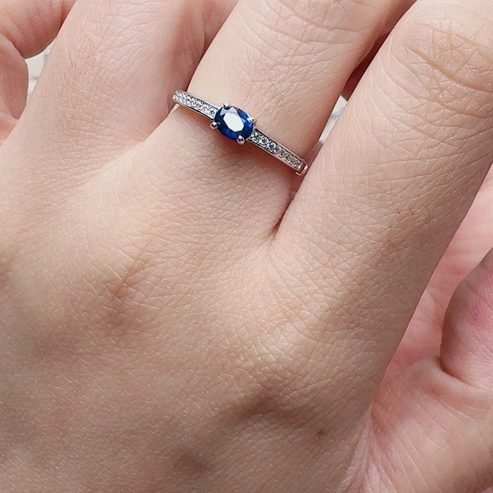 蓝宝石戒指银S925镶嵌戒指