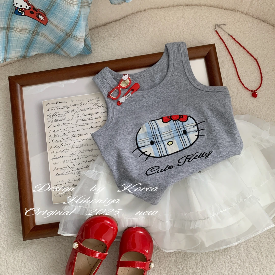 【Kitty背心】三Hihoniya~2025夏季欧若风亲子可爱Kitty印花韩背心