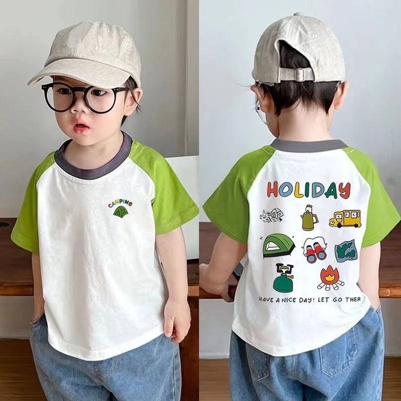 100%纯棉短袖T恤夏装女童儿童男童夏季宝宝半袖卡通上衣新款半袖