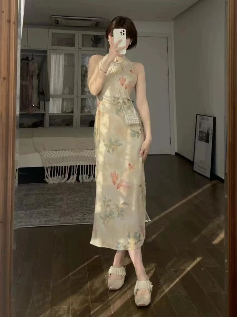 0885 【锦鲤】 挂脖 黄色 系绳 旗袍