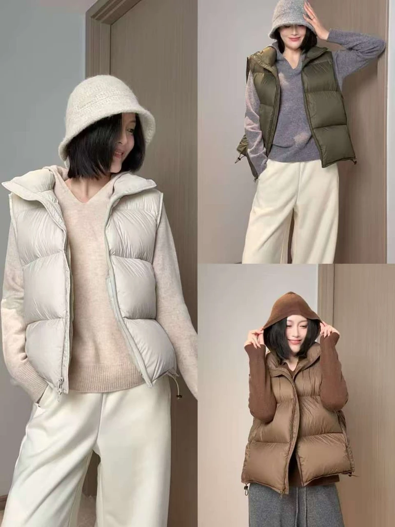 【云朵泡芙】羽绒服马甲秋冬保暖大方设计简约百搭新中式上衣夹克