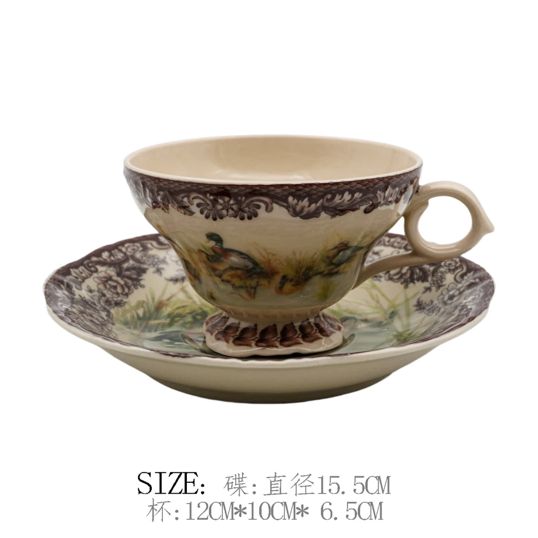 中古收藏皇家黑瓷雅顿 小鸭子陶瓷咖啡杯 桌面摆件YD8804