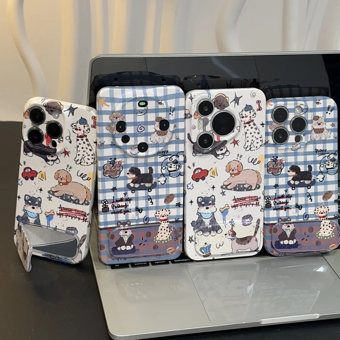 奥菲顿复古小狗镜子支架适用苹果16菲林手机壳华为P70vivoppo小米