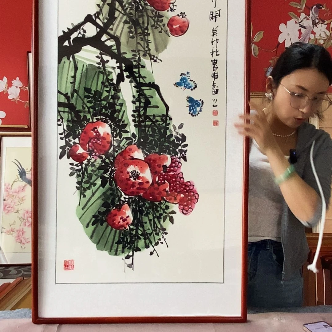 国画手写手绘带框包邮62✖️123国画作品