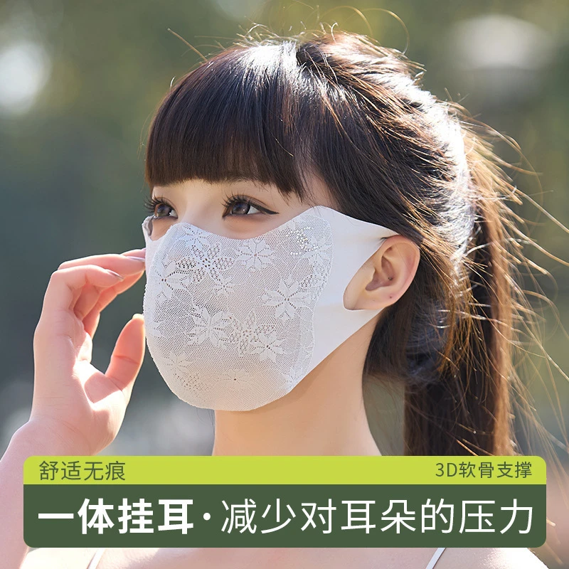 镂空网面罩口罩女高颜值护眼角遮脸透气防晒口罩护脸户外防紫外线