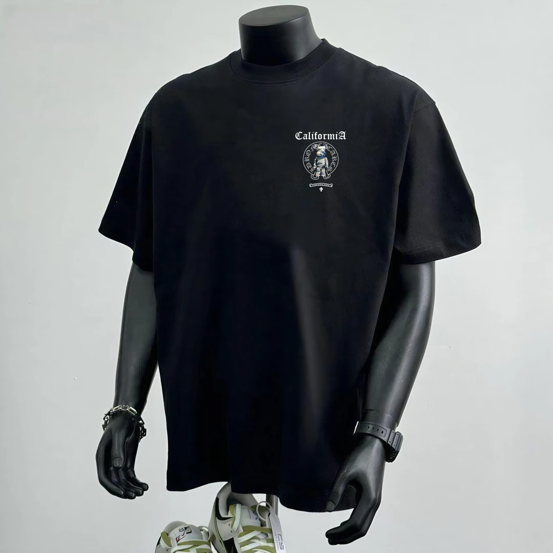 男短袖t恤夏季新款260G重磅纯棉潮牌情侣个性印花宽松圆领半袖T恤