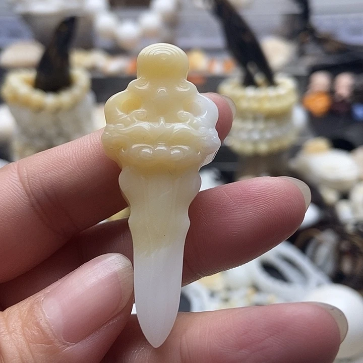 非金属贝壳贝雅轩工艺品玉化翘黄降魔杵