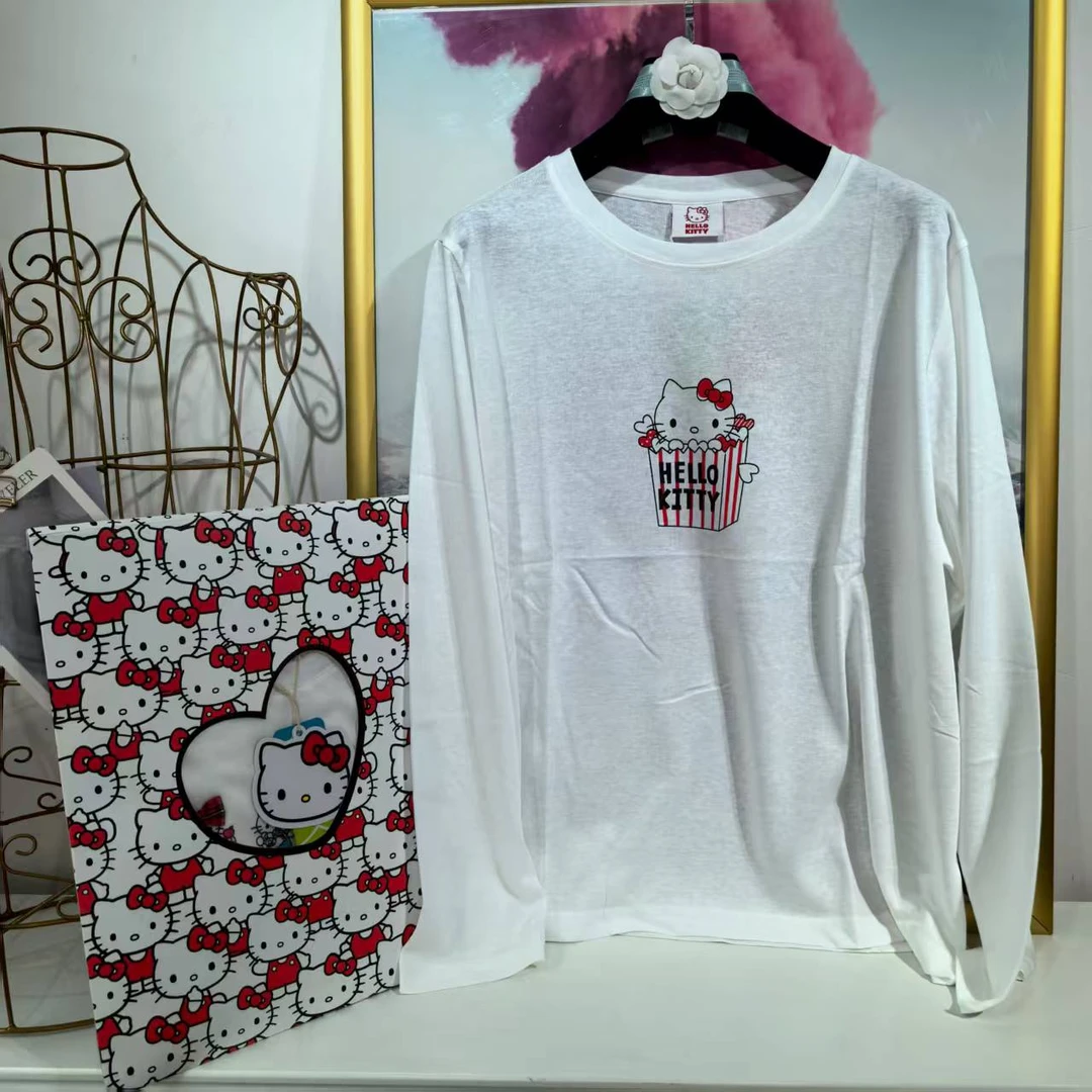韩国东大门Hello Kitty可爱爆米花印花长袖T萌趣十足超吸睛H6617