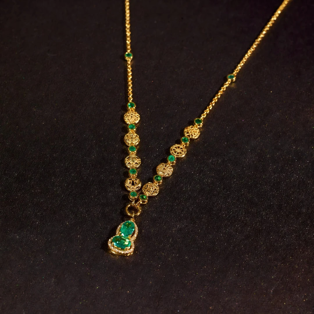 【歪歪】八宝*祖母绿葫芦项链（加加）18K金镶嵌 XB-S2016