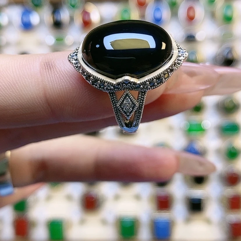 【闪购商品】玛瑙/玉髓戒指银S925镶嵌安*