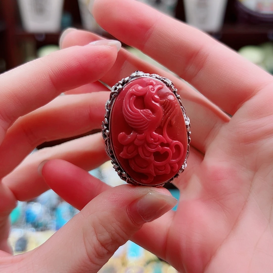 玛瑙/玉髓戒指银S925镶嵌戒指
