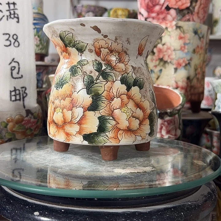 景德镇手绘花盆满38包邮偏远地区除外