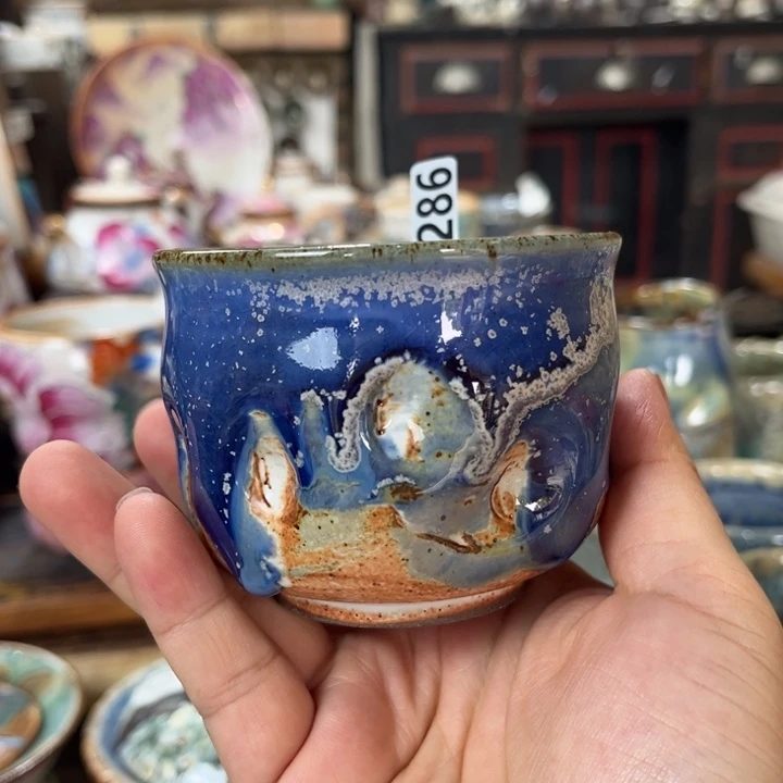 摆件全手工柴烧志野杯0286