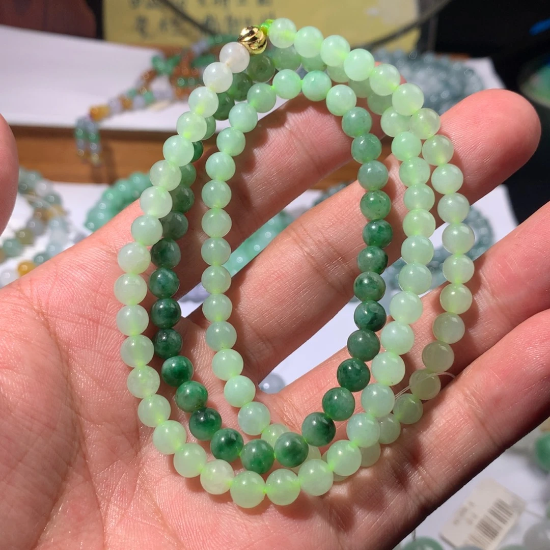 未镶嵌手链翡翠果绿渐变项链卡6.0