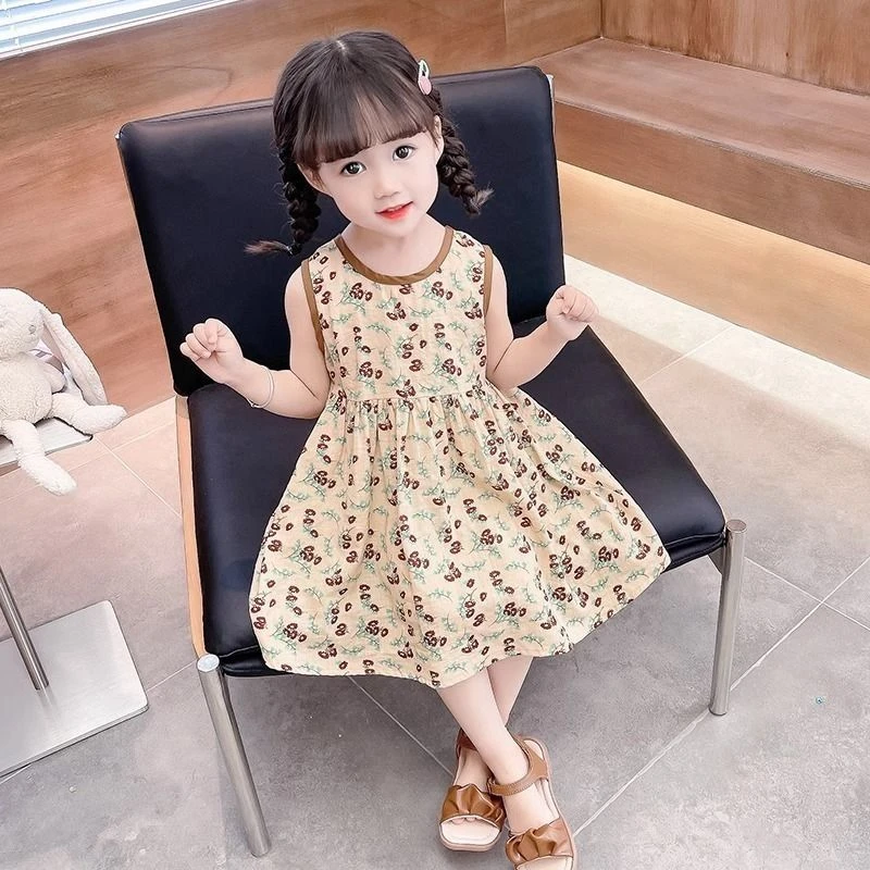 YeeHoO英氏【断码】清仓女童连衣裙夏季女宝宝外穿碎花裙复古儿童