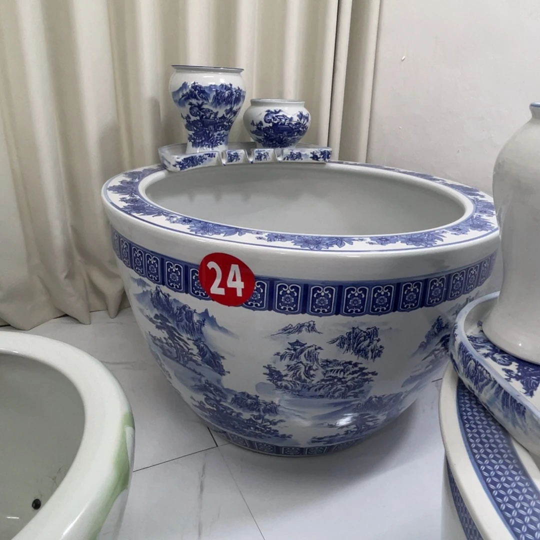 摆件陶陶瓷鱼缸景德镇陶瓷鱼缸