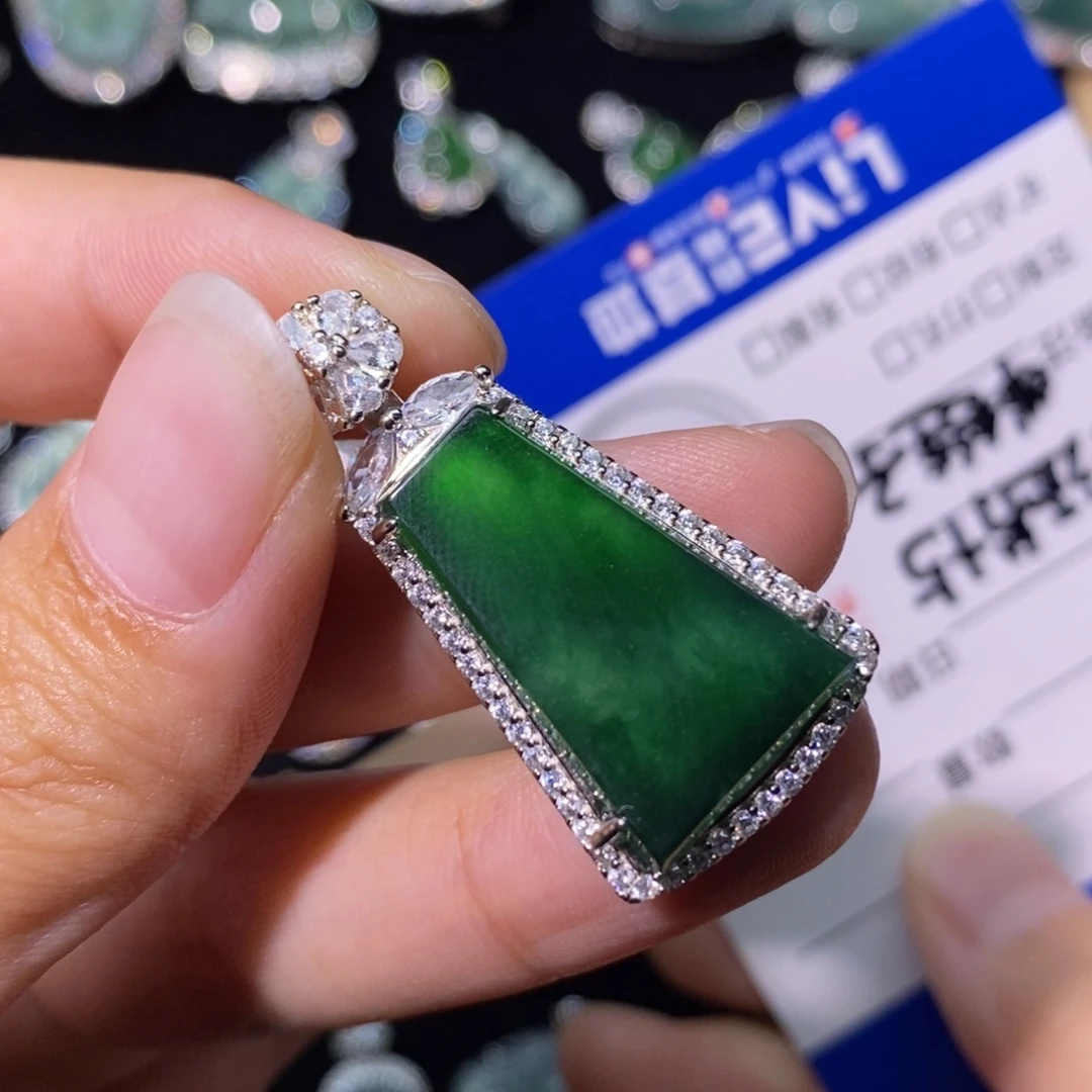 翡翠银S925镶嵌颈饰天然