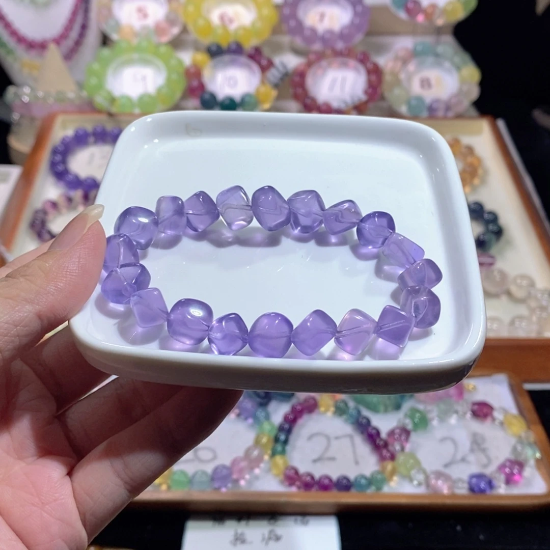 未镶嵌手链萤石奶紫冰块
