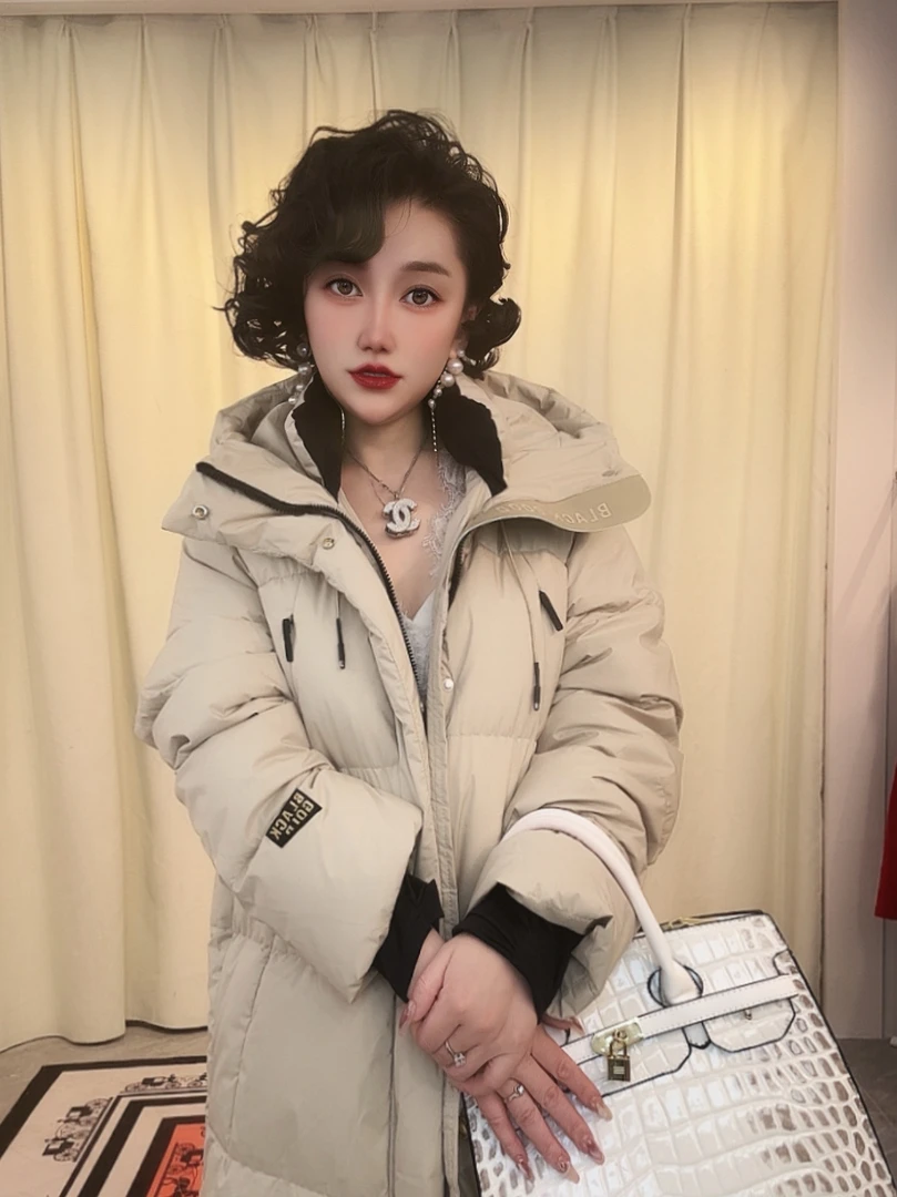 2024高端米色90白鸭绒羽绒服时尚保暖百搭情侣百搭保暖羽绒服外套