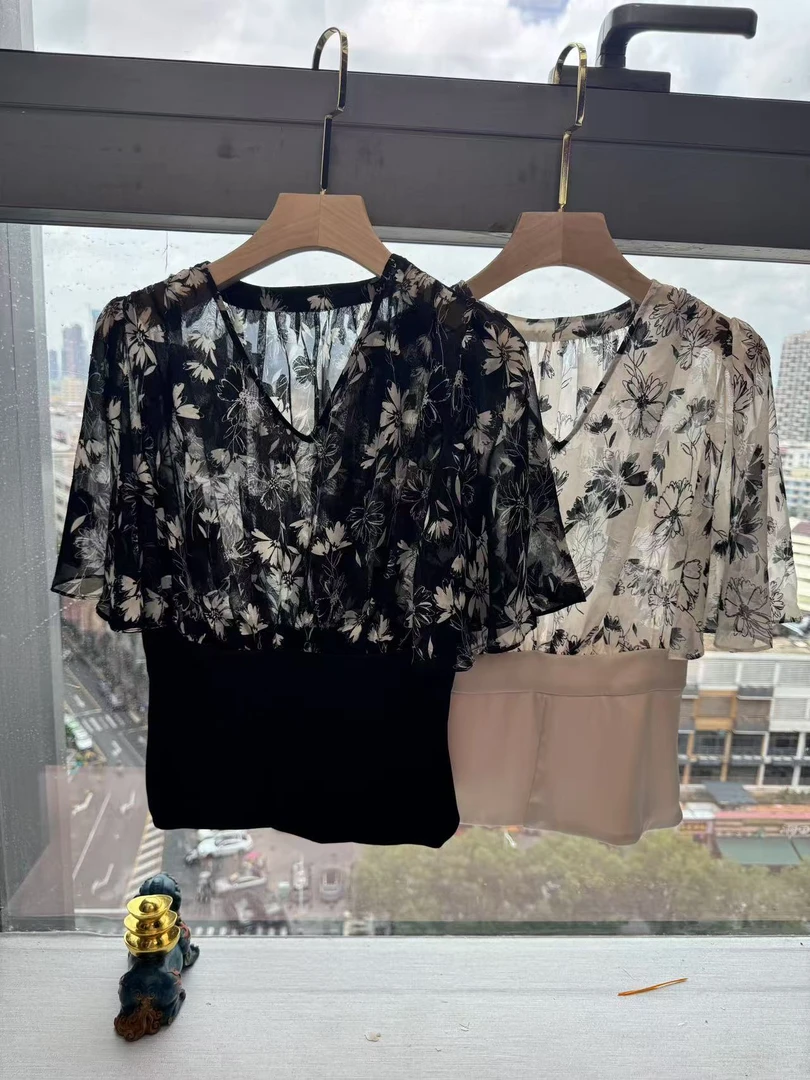 VV领醋酸上衣小众设计师高级感气质百搭女装法式宫廷风衬衫