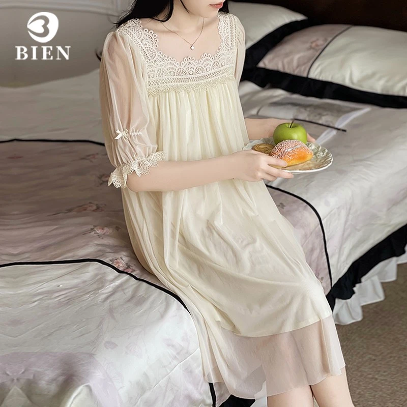 七分裙睡裙女带胸垫2025年夏季新款薄网纱莫代尔公主风仙女家居服