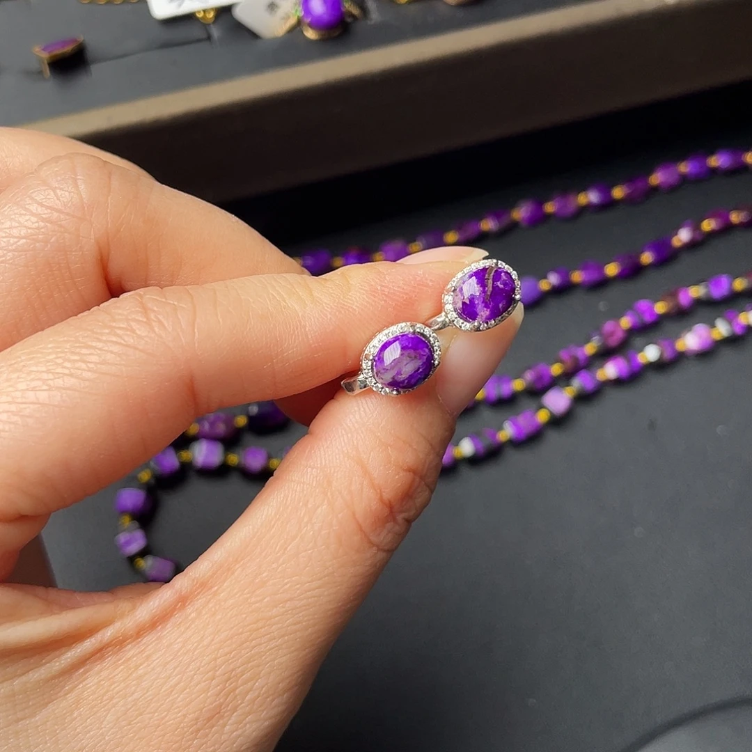 苏纪石（舒俱来）银S925镶嵌耳扣