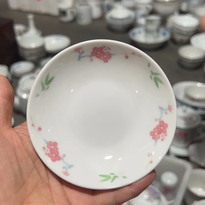 醴陵高温老厂瓷釉下手绘10厘米味碟