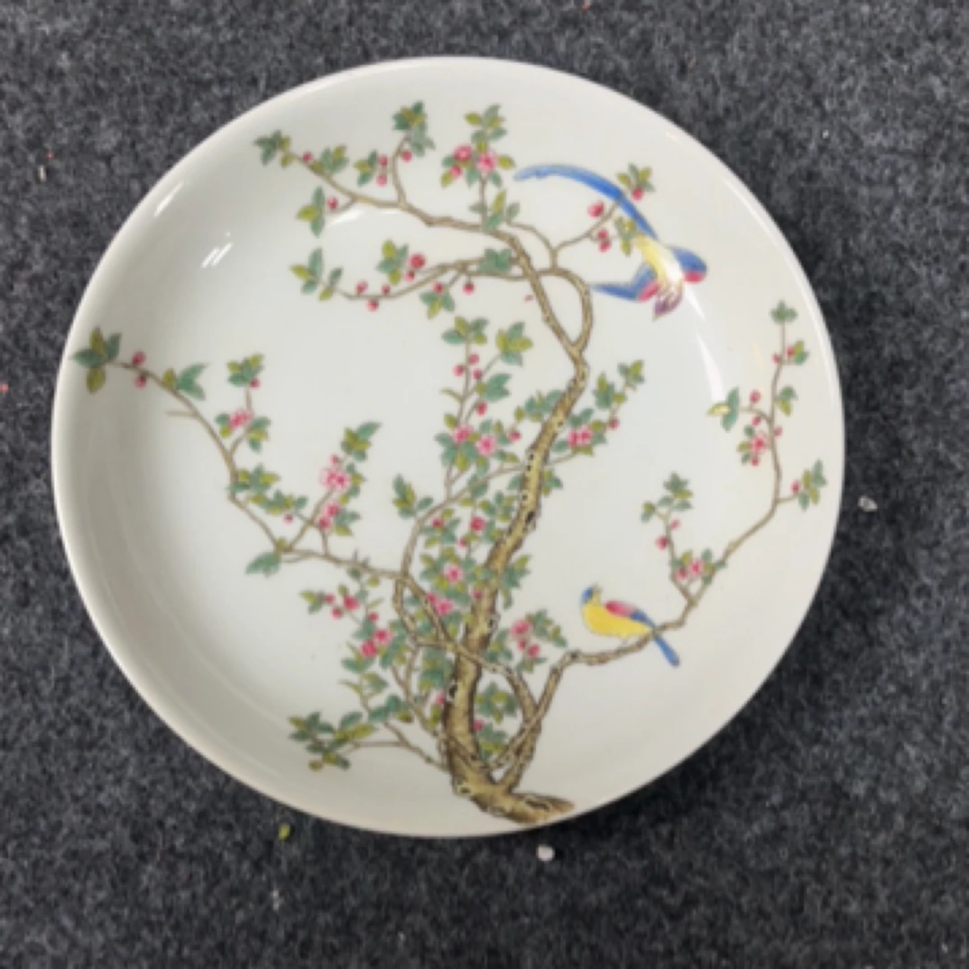 粉彩桃花喜上眉梢赏盘