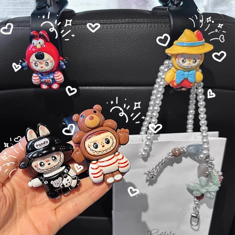 拉布布汽车通用车载挂钩前后排座椅背隐藏式收纳多功能车内可爱扣