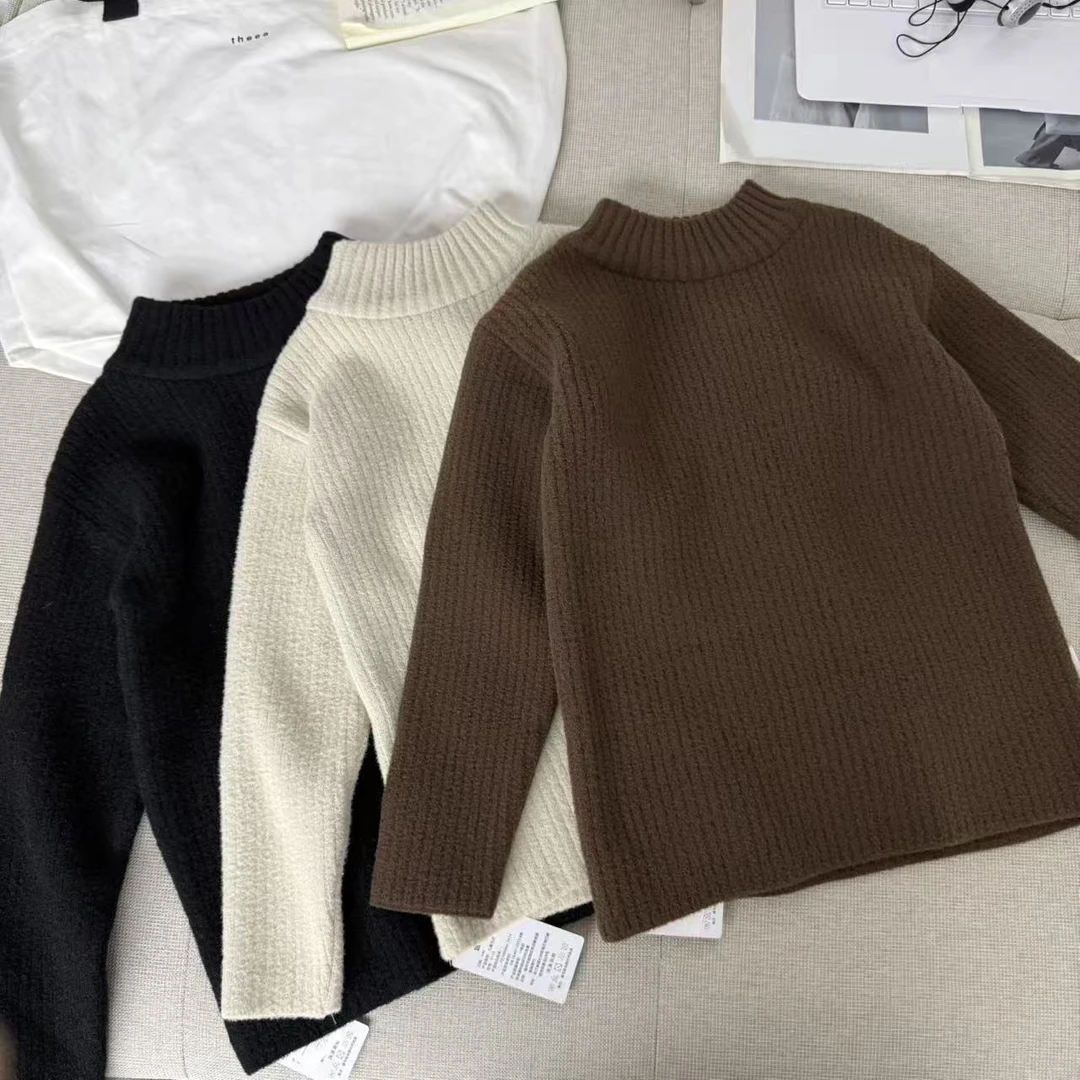 不起球百搭加厚毛衣半高领针织衫冬季加绒打底上衣