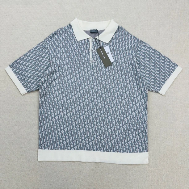 全新未使用 DIOR/迪奥 SS24满印老花针织短袖Polo/XL码/WL0898