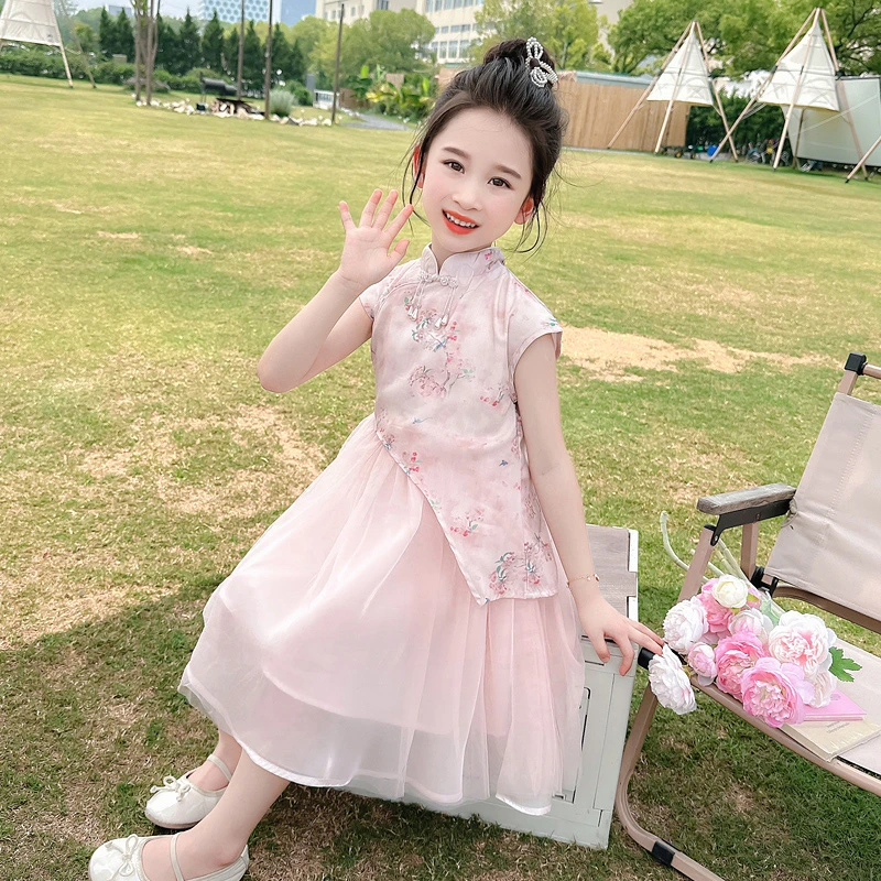 女童夏装连衣裙2025新款儿童旗袍公主裙子国风汉服女宝宝周岁礼服