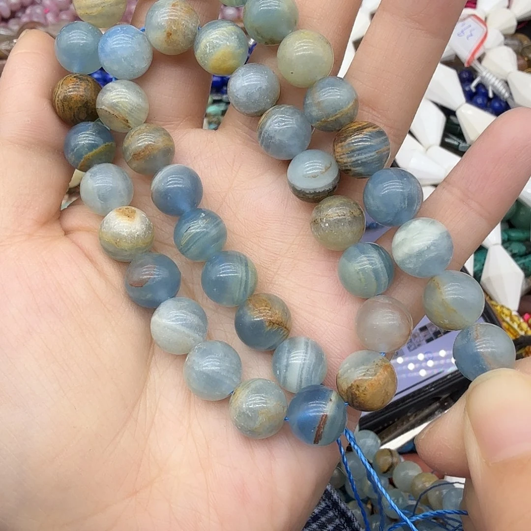 水晶未镶嵌珠宝半成品10m蓝方解一条