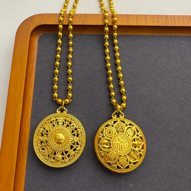 合金项链 【高端定制】八宝圆盘加圆珠项链（3.3直径50长）