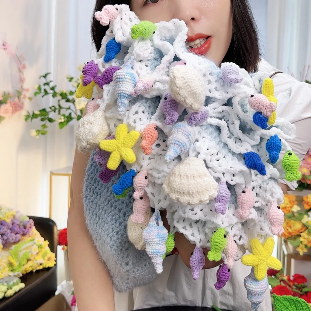 莱赛尔纤维棉手工钩织毯子